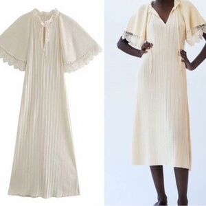 Zara Knit Lace Sleeve Detail Dress 🌼